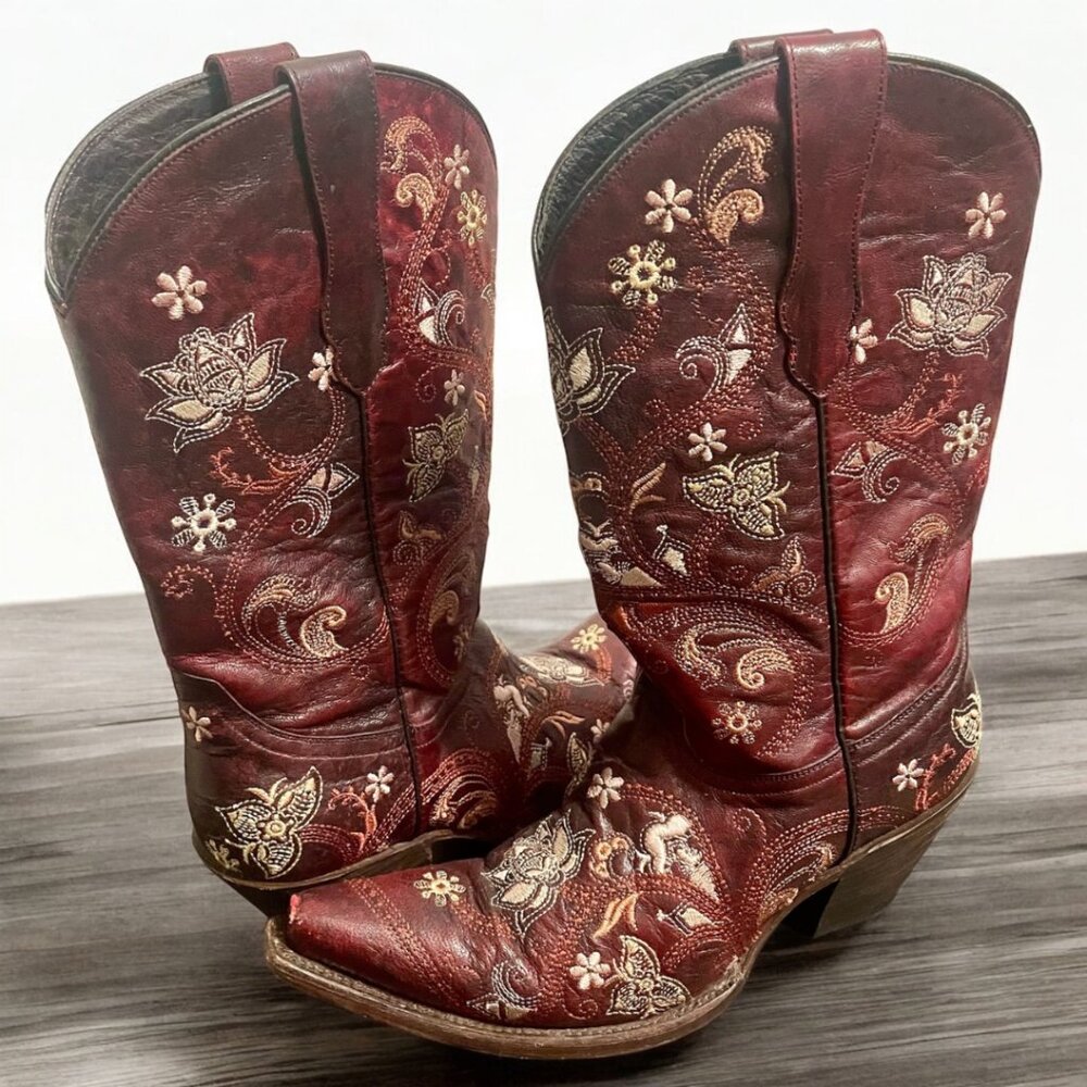 Lucchese, Red Floral, Size 8 1/2